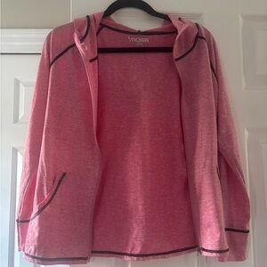 Pink Hooded Jacket with Black Trim